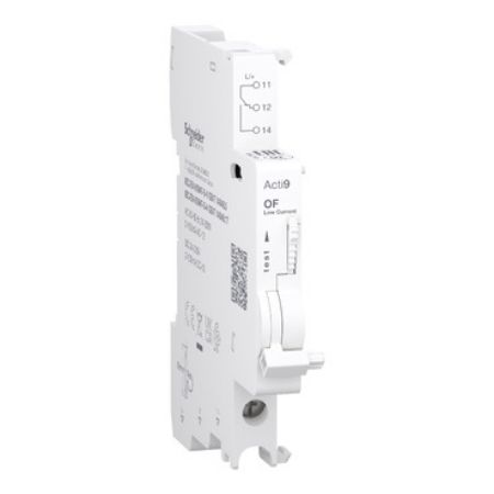 Picture of Auxiliary contact, Acti9 A9N, OF, 1 C/O, 2mA to 100mA, 24VAC to 250VAC, 24VDC to 220VDC, bottom connection