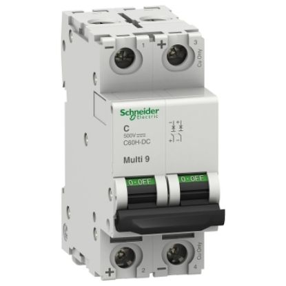 Picture of Miniature circuit breaker (MCB), Multi9 C60H-DC, 2P, 5A, C curve, 5kA (UL1077), 6kA (IEC/EN 60947-2)