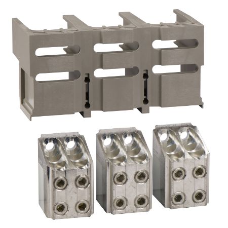 Picture of Set of bare cable connectors and terminal shield, ComPacT NS630b to NS1600, fixed, front connected, 240mm², 3 poles