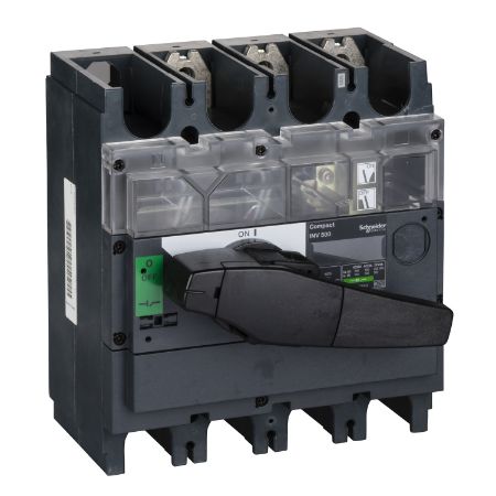 Picture of switch disconnector, Compact INV500, visible break, 500 A, standard version with black rotary handle, 3 poles