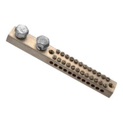 Picture of Clipsal MAX4, Earth bar 220 A 12 hole length 145 mm Front wiring 2 studs for cable lugs