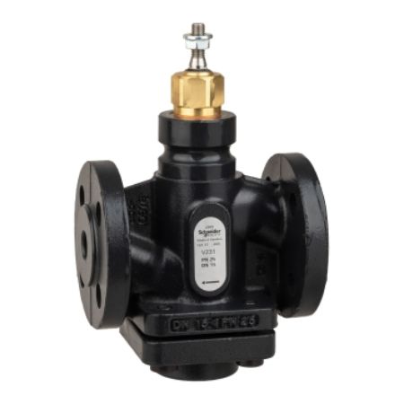 Picture of Venta V231 Globe Valve, 2-Way, PN25, Flanged, DN15, Kvs 1.6, Nodular Iron, Stainless Plug and Seat, Stem Up Closed.