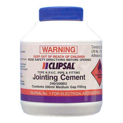 Picture of Clipsal - Cable Management, PVC Medium Gap Filling Blue Cement, 500ml Bottle with Brush