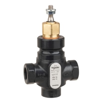 Picture of Venta V211T Globe Valve, 2-Way, PN16, Rp 1/2 Internal thread, DN15, 2.5 Kvs, Nodular Iron, Brass Plug, Stem Up Closed.